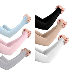 MOMISY 6 Pairs Arm Sleeves Men & Women Sunlight Protection Protection from Dust, Pollution, Sunburn, UV Protection - Suitable for, Sports - Hand Summer Gloves - Combo Pack of 6