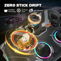 ARcNet Tri-Mode Wireless Gaming Controller with Hall Effect Joysticks & Triggers, 2.4G / Bluetooth/Wired Gamepad for PC, Windows 10/11, Laptop, Android, iOS & PS3, RGB, Anti-Drift (Black)