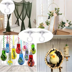SHARUJA Heavy Duty 360° Rotating Self Adhesive Ceiling Hooks (Pack of 5) – No Drill, Waterproof Sticky Hooks for Hanging Plants, Wind Chimes, Lights & Mosquito Nets – Wall & Ceiling Mount Hooks (5)