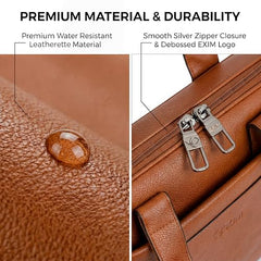 EXIM Prime Laptop Bag for Men Office Use| Office Bag for Men| Vegan Leather Laptop Messenger Bag| Fits Up to 13 to 14 Inch Laptop| Business Briefcase with Handle and Shoulder Strap (Shaded Brown)