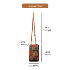MOMISY Mobile Bag, Cellphone Sling Bag, Card Holder Wallet, Crossbody Bag, PU Leather, for Girls (Checks)