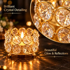 TIED RIBBONS Pack of 4 Crystal Tealight Candle Holder Gift Box - (5.8 cm X 4.3 cm) Centerpieces Votive Candle Holders for Home Dining Table Living Room Office - Diwali Decoration Items for Home Décor
