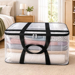 Storite 2 Pack Moisture Proof Nylon Underbed Storage Bag For Clothes Large | (54 x 46 x 28 cm) - BlackRed, Rectangular