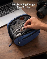 Destinio Electronic Gadget Organizer Bag - Waterproof Padded Tech Pouch for USB Cable, Travel Adapter, Laptop Mobile Charger, Power Bank, Ear Phones,Hard Disk, Digital Accessories Organiser (Yellow)