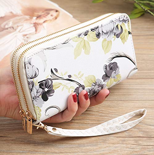 MOMISY Women's PU Leather Clutch Purse, Party Wedding Wallet with Zipper (Black)