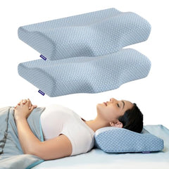 WELLGIVER Cervical Butterfly Pillow | Orthopedic Memory Foam for Neck & Shoulder Pain | Ergonomic Contour Design | Dual Height Support | Side Sleeper Pillow with Arm Rest - Pack of 1