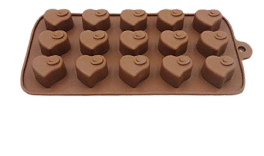 SYGA Silicone Love Shape Chocolate Jelly Candy Mold, Cake Baking Mold, 15-Cavity Bakeware Mould, Brown