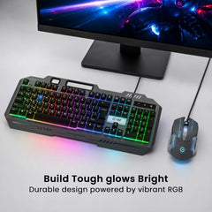 EVM EnHawk Wired Gaming Keyboard & Mouse Combo | RGB Backlit Keyboard | 6-Button Gaming Mouse | Adjustable DPI | 1 Year Warranty (EVM-WDKM-315-EnHawk)