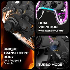 EvoFox Elite S Advanced Wired Gaming Controller for PC, 1000Hz Polling Rate, Hall Effect Joysticks, Programmable Macro Buttons, Sniper Mode & Turbo Mode, Dual Vibration, RGB Lighting, 1.8m Cable, Grey