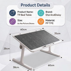 StarAndDaisy T9 Foldable Bed Table for Laptop & Study, 4-Level Adjustable Angled Tabletop, Large Desktop Surface with Anti-Slip Stopper, Tablet & Phone Slot, Storage Drawer, Stable Legs, PP & TPE