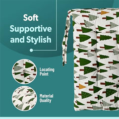 Kuber Industries 2 Pcs Cotton 16x16 Inch Chair Cushion for Sitting | Chairs Cushion For Home, Office, Dining Chair, Car, Meditation | Back Rest Support Chair Cushion with Ties | Plain - Cream