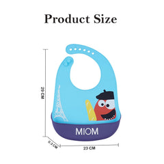 MOMISY Baby Bib For Newborn Waterproof Silicone Apron Wipeable Stain Resistant With pocket For 6 months and up (1, BlueMIOM)
