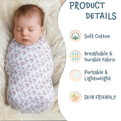 MOMISY isting Content Content generated Baby Photography Photoshoot Props Breathable Blanket Swaddle Cotton Wrap- Rose Print (White)