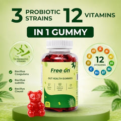 Free On Gut Health Probiotic Gummies, 60 Gummies, Natural Fruit Flavour