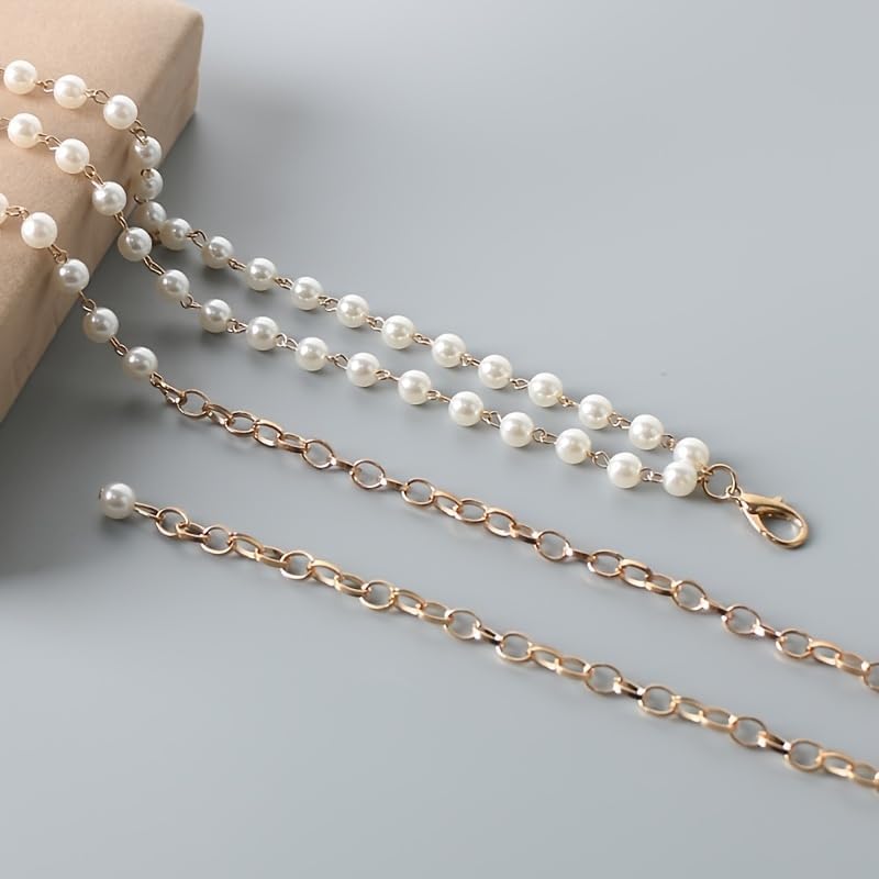 SYGA Pearl Waist Chain Belt Adjustable Decorative Belt Hollowed Tassel Waist Belts Suitable Size for Waist 26-40