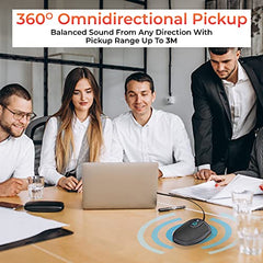 Audio Array Wireless Conference Microphone with Speaker | Bluetooth, USB & 4 Mics | 360° Pickup Upto 4M | Noise Reduction & Enhanced Voice | Portable Speakerphone for Video Calls/Zoom Meeting | AM-W45