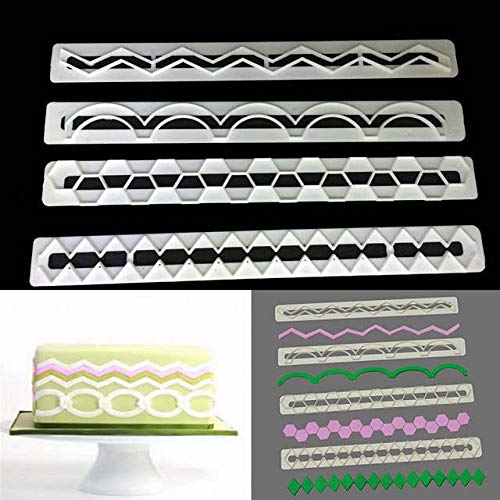 SYGA 4pcs / Set Geometry Wave Sugar Craft Plastic Fondant Cutter Cake Mould Cake Decoration