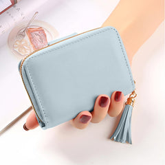 SYGA Women's Short Wallet Women's Zipper Wallet Large Capacity Tassel Women's Bag