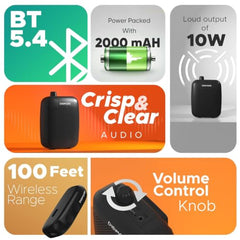 DIGIMORE 10W Voice Amplifier for Teachers w/Wired Headset Mic | 12Hrs Battery | BT 5.4 | in-Built Noise Reduction | Speaker for Tour Guides, Yoga, Announcements, Schools & Colleges (D-1200)