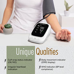 HealthSense Heart-Mate BP144 Upper Arm Automatic Digital Talking Blood Pressure Monitor, Heart Rate Machine & Pulse Checking meter for Accurate Home Monitoring with 1 Year Warranty, Batteries Included (White)