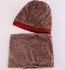 MOMISY Kids Winter Hat and Scarf Set, 2Pcs Warm Knit Beanie Cap and Scarf for 5-10 Years Old (Brown)