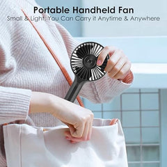 Gesto Portable Fan Rechargeable – USB Charging Hand Fan with 1200mAh Battery & 3 Speed Modes | Mini Fan, Small Fan, Handheld Fan – Ideal for Travel, Makeup, Kitchen | Women’s Personal Pankhaa - Pink