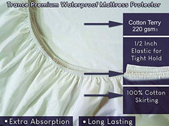 Trance Home Linen Premium 220 GSM+ 72"x36" Single Bed Size Cotton Terry Waterproof Mattress Protector | Elasticated Fitted Non-Toxic Bed Protector | Single Bed Mattresses Cover 72x36 inch, Brown