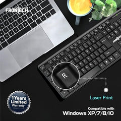 FRONTECH Wired Keyboard | Membrane Keys with Retractable Stands | USB Plug & Play | Ergonomic & Comfortable Design | 1 Year Warranty (FT -1672, Black)