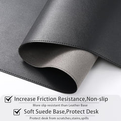 AROPANA Anti-Slip Extended Mouse Pad 90x45cm | PU Vegan Leather Desk Mat | Large Computer Desk Protector Pad with Suede Base for Keyboard, Laptop, Office & Home (Grey)