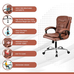 GOYALSON Mesh Back Revolving Chair for Office Home Swivel Desk Chair with Comfortable Seating & Wheels (1, Brown, Standard)