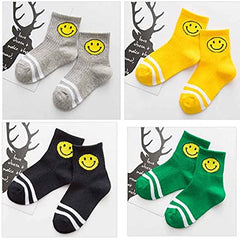 MOMISY 5 Pairs Tube Socks for Kids Toddlers Infant Baby Girl Boys (Smiley, 0 year to 1 year)