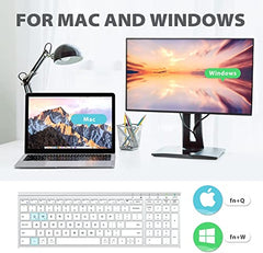 iClever Wireless Keyboard & Mouse Combo GK03-2.4G Portable Wireless Keyboard Mouse with Rechargeable Battery, Ergonomic Design, Full Size, Slim & Thin, Stable Connection, Adjustable DPI, Silver/White