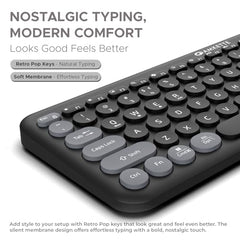 Amkette Optimus XL Plus Rechargeable Wireless Keyboard/Bluetooth Keyboard for PC, Compact Design. Powerful firmware. 2.4G+3xBT, One Click Device Switching & AI Access, Dual OS Layout (Black)