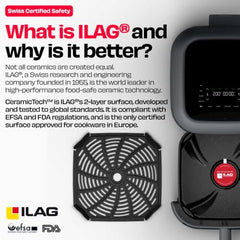 NUUK BRĪSK 6.5L 100% Toxin-Free Ceramic Air Fryer|ILAG® CeramicTech™|No Micro plastics, No PTFE, PFAS, PFOA|12 Cooking Presets|Digital Display|Shake Reminder|360° Even Cooking