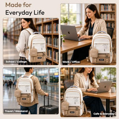 Lysoric Backpack with Detachable Pouch for Teen Girls,Casual School Backpack 14-18 Teenage 15.8 Inch Laptop Bookbag,Big Student Laptop Backpack for College Women School,Travel (Black)