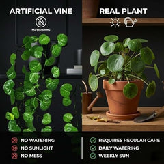 Go Hooked Artificial Hanging Creeper for Home Décor (Pack of 8, 6 Ft) | Money Plant Leaf Garland with 30 Leaves Each | Plastic Decorative Creeper for Balcony, Walls, Garden Decoration