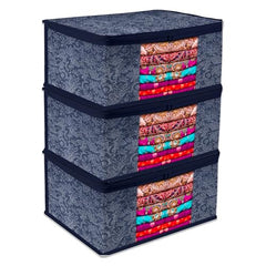 Kuber Industries Clothes Organizer For Wardrobe (Pack of 3 Each) 2-in-1 Combo Storage Organizer For Saree and Blouse - Dress Organizer For Wardrobe - Saree Covers With Zip (Maroon)
