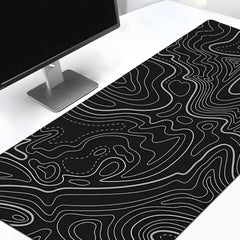 White Topographical XXL Gaming Deskmat 900x450mm – Extended Mousepad for PC