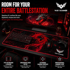 WAR HAMMER GX1050 Extended Size Gaming Mouse Pad| Stitched Edges| Non-Slip Rubber Base|Computer Laptop|Keyboard Mouse Pad for Office & Home (Extended XXL, GX3050 AR120)
