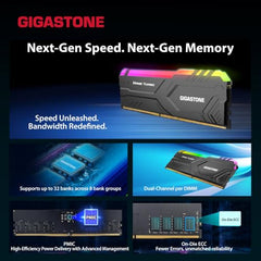 【RGB DDR5 RAM】 GIGASTONE Game Turbo 128GB Kit (4x32GB) DDR5 5600MHz PC5-44800 CL40-40-40-76 Intel XMP 3.0 AMD Expo 1.2V UDIMM 288 Pin Unbuffered Non ECC High Performance Gaming Desktop Memory - Black