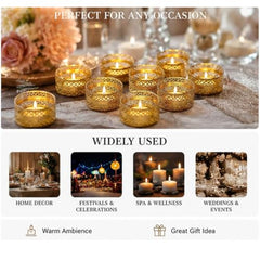 GADINFASHION Metal Set Of 24 Golden Small Tea Light Holder For Diwali Decoration,Home Decoration