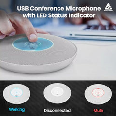 Audio Array Wireless Conference Microphone with Speaker | Bluetooth, USB & 4 Mics | 360° Pickup Upto 4M | Noise Reduction & Enhanced Voice | Portable Speakerphone for Video Calls/Zoom Meeting | AM-W45