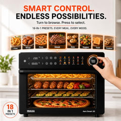 INALSA Air Fryer Oven 30 Ltr, 1800 W, Multi-Cooker, Air Fry, Aero Smart 30 | Stainless Steel Air Fryer Interior, 18 Preset, 9 Accessories, Digital Display Oven
