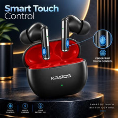 Kratos TW02 Ear Buds Wireless with 60H Playtime, Noise Isolation & Clear Calls, Bluetooth Earbuds with Voice Assistant, Ear Buds with Bluetooth V 5.3 & with Type C Fast Charging, IPX5 TWS Earphones