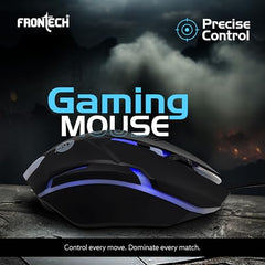 Frontech Cyber Ninja Wired Gaming Keyboard and Mouse Combo, Metal Base Keyboard with RGB Backlit Key, RGB Optical Mouse with 6 Buttons & 2400 DPI, USB Plug & Play, 1 Year Warranty (KB-0039P)
