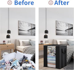 BLACKBOXES Extra Large Blanket Storage Bags 120L 2 Pack Comforter Storage Bags with Reinforced Handles Breathable Clothes Storage Containers for King Comforter Bedding Pillow Sheet Grey (Grey 2)