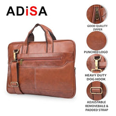 ADISA Laptop Bag for Men - Faux Leather Office Messenger Briefcase with Laptop Compartment for Work, Business, Corporate & Professional Use (LB6050)