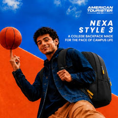 American Tourister Nexa Style 01 | 36L Backpack | Casual Bag | 3 Compartments | School & College Backpack for Men and Women | Olive | 1 Yr Global Warranty