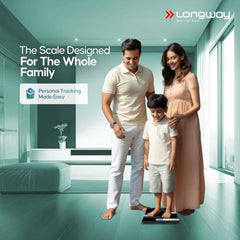 Longway Weight Machine for Home | Digital Bathroom Scale for Human Body Weight Measurement | Extra Thick Tempered Glass with LCD Display | 3 Years Warranty (Blue | Max Weight 180Kgs | Sapphire)