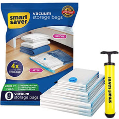 Smart Saver Plastic 6 Pack Vacuum Bags for Travel, Space Saver Bags Storage Bags for Vaccine Sealed Compression Packing Bag with Hand Pump, White